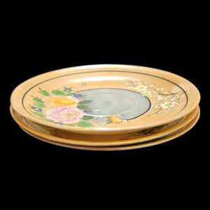 Vintage Floral Saucers Set of 3 Japan Lusterware Peach Pink Blue